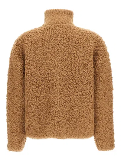 Max Mara High-neck Zip-front Cardigan In Brown