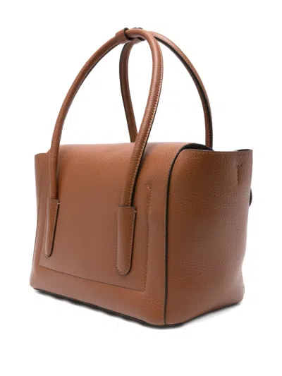 Coccinelle Structured Calfskin Shopper Bag With Gold-tone Accents In Brown