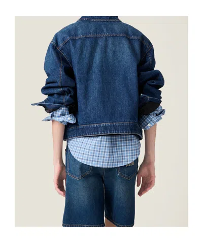 Miu Miu Oversized Zip-up Denim Jacket In Blue