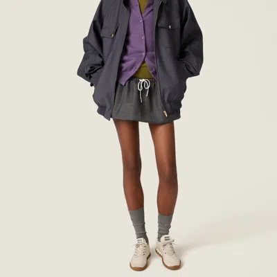 Miu Miu Prince Of Wales Check Mini Skirt In Gray