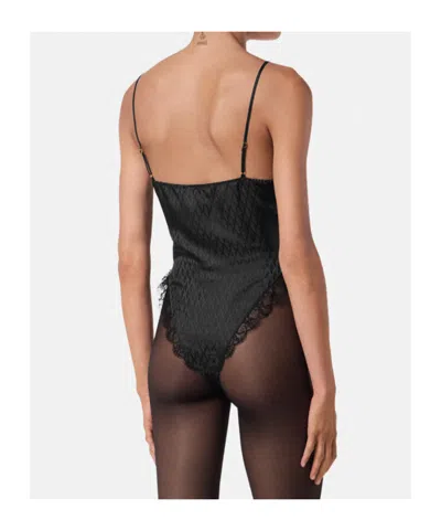 Versace Bodysuit With Lace Inserts In Black