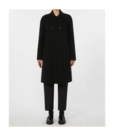 Max Mara Double-faced Wool Coat In Black