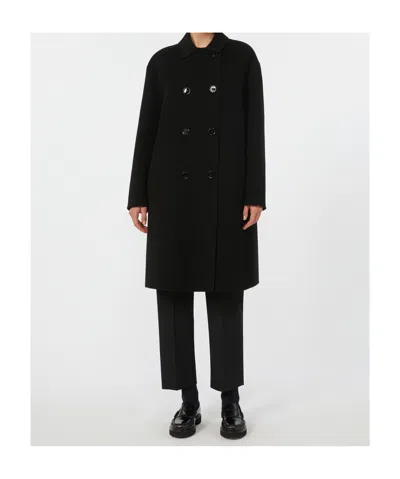 Max Mara Double-faced Wool Coat In Black