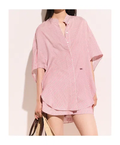 Stella Mccartney Striped Silk Shirt In Pink