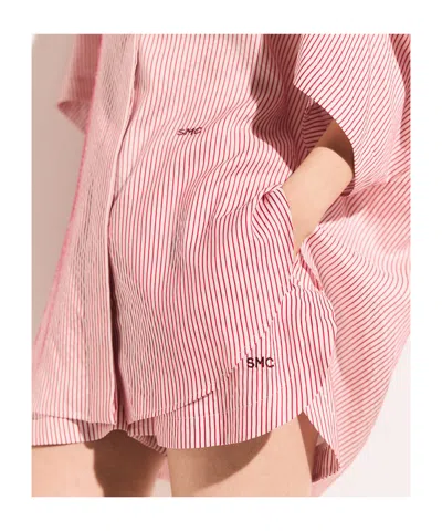 Stella Mccartney Striped Silk Shirt In Pink
