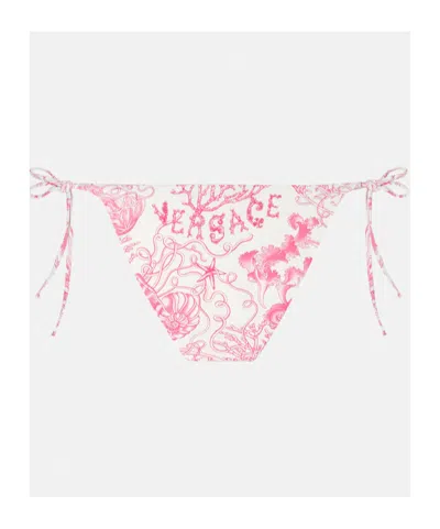 Versace Side-ties Bikini Bottom In Pink