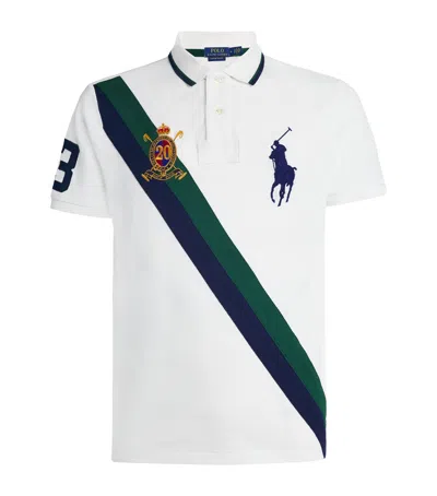 Polo Ralph Lauren Diagonal-stripe Embroidered-logo Polo Shirt In White