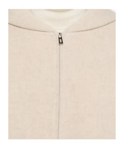 Fedeli Hooded Zip-front Jacket In Neutral