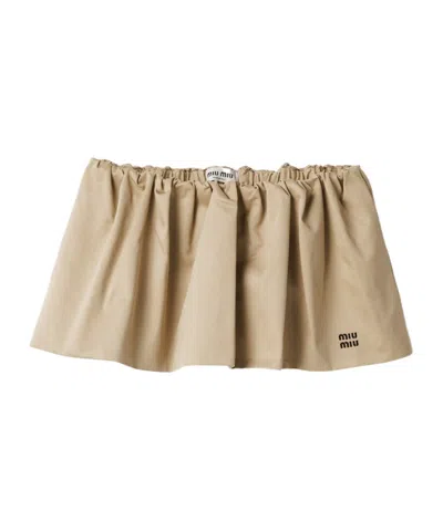 Miu Miu Elasticated-waist Miniskirt In Neutral
