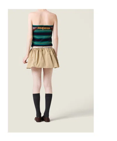 Miu Miu Elasticated-waist Miniskirt In Neutral