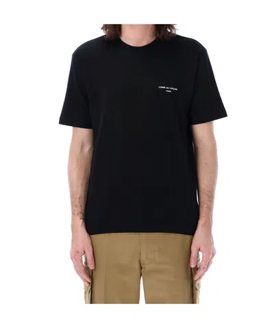 Comme Des Garçons Men Black Crewneck Logo T-shirt, L Luxury T-shirts For Men Darveys In Black