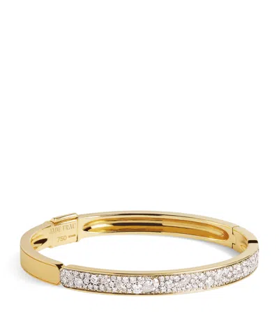 Jade Trau Medium Yellow Gold And Diamond Billie Bangle In Gray