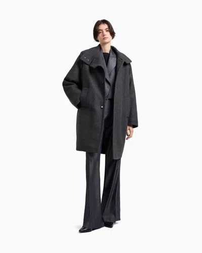 Emporio Armani Polygon Capsule Collection Yarn-dyed Gabardine Bolero In Gray