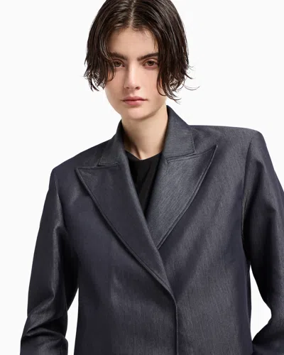 Emporio Armani Polygon Capsule Collection Yarn-dyed Gabardine Bolero In Gray