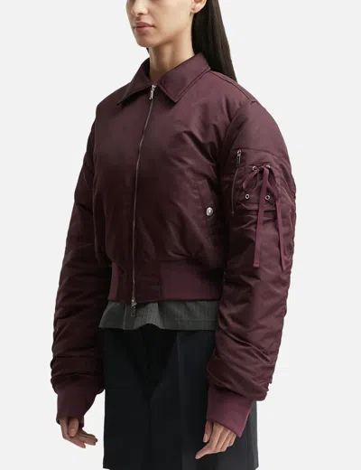 Nache Cropped Bomber Jacket In Burgundy