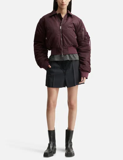 Nache Cropped Bomber Jacket In Burgundy