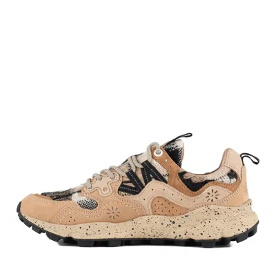 Flower Mountain Yamano 3 Natural And Dark Green Suede And Teddy Bear Sneakers In Multi