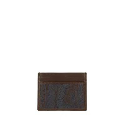 Etro Essential Card Holder In Jacquard In Brown