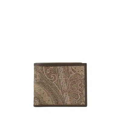 Etro Essential Jacquard Wallet In Brown