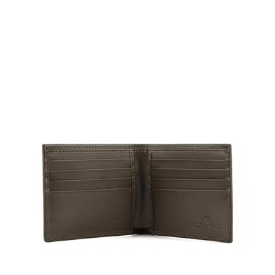 Etro Essential Jacquard Wallet In Brown