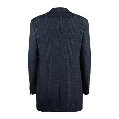 Etro Checked Three-button Jacket In Blue