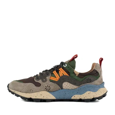 Flower Mountain Yamano 3 Uni Dark Grey And Brown Suede And Fabric Sneakers In Multi