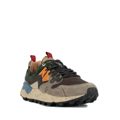 Flower Mountain Yamano 3 Uni Dark Grey And Brown Suede And Fabric Sneakers In Multi
