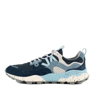Flower Mountain Yamano 3 Uni Blue And Light Blue Suede And Fabric Sneakers. In Blue