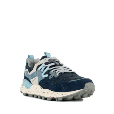 Flower Mountain Yamano 3 Uni Blue And Light Blue Suede And Fabric Sneakers. In Blue