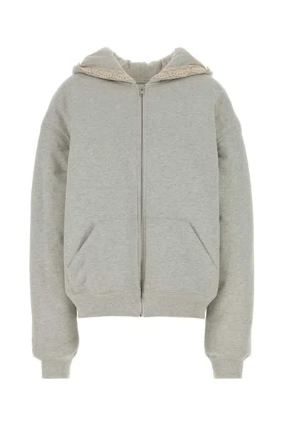Magda Butrym Oversized Hooded Cotton Sweatshirt Kangaroo Pockets In Gray