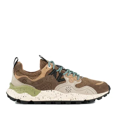 Flower Mountain Yamano 3 Uni Brown And Light Brown Suede And Fabric Sneakers In Multi