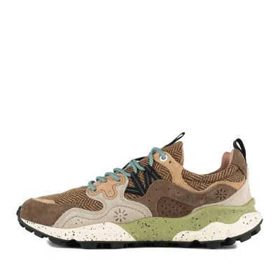 Flower Mountain Yamano 3 Uni Brown And Light Brown Suede And Fabric Sneakers In Multi