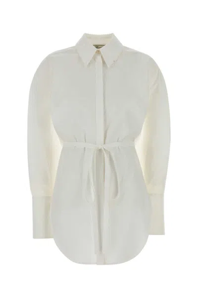 Blumarine Longline Shirt With Waist Tie Detail In White