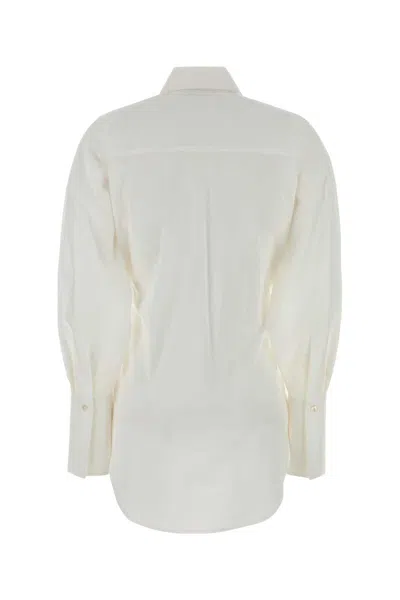 Blumarine Longline Shirt With Waist Tie Detail In White