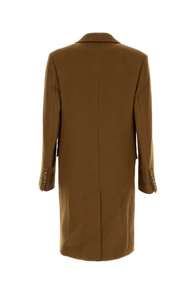 Ami Alexandre Mattiussi Wool Coat With Notch Lapel And Long Sleeves In Brown