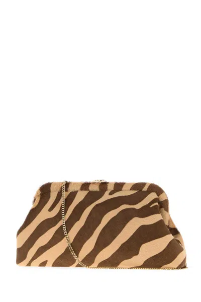Jimmy Choo Zebra Pattern Calf Hair Rectangular Clutch In White
