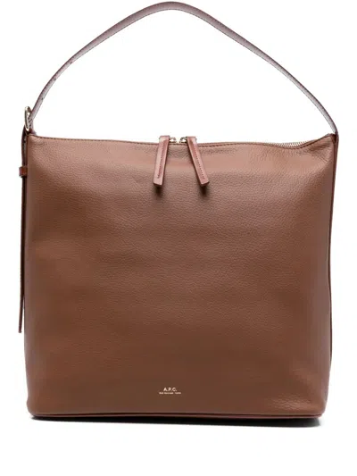 Apc A.p.c. Vera Leather Bag With Adjustable Strap In Brown