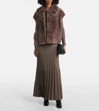 Joseph Reversible Shearling And Leather Vest In Brown