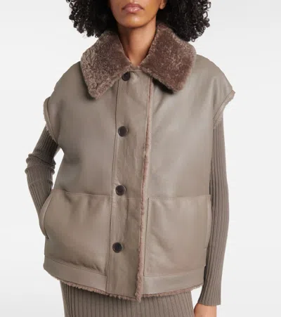 Joseph Reversible Shearling And Leather Vest In Brown
