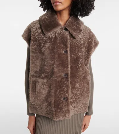 Joseph Reversible Shearling And Leather Vest In Brown