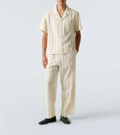 Bode Celery Striped Cotton Pajama Pants In White