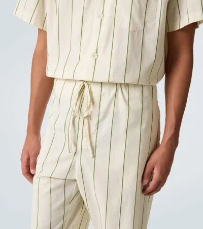 Bode Celery Striped Cotton Pajama Pants In White