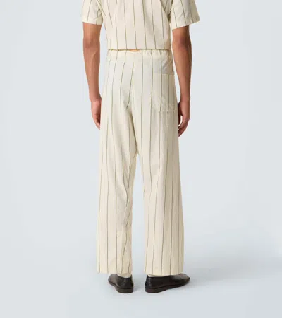 Bode Celery Striped Cotton Pajama Pants In White
