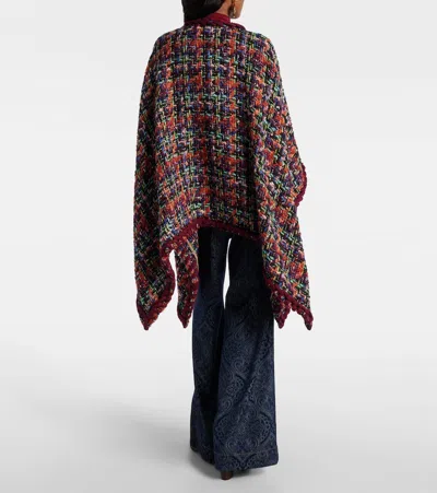 Etro Wool, Mohair, And Cotton-blend Cape In Brown