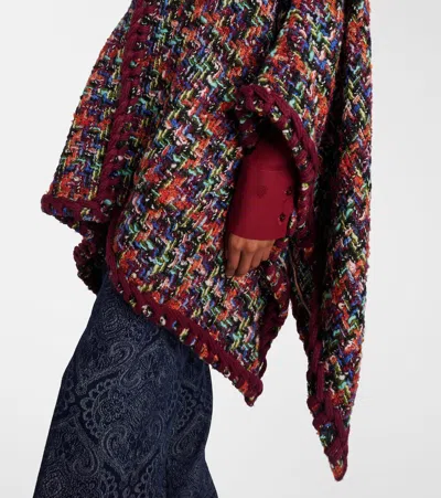Etro Wool, Mohair, And Cotton-blend Cape In Brown