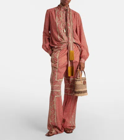 Valentino Garavani Small Vlogo Signature Crocheted Raffia Bucket Bag In Brown