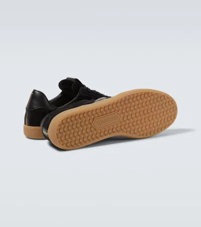 Tom Ford Leather Sneakers With Logo In Black