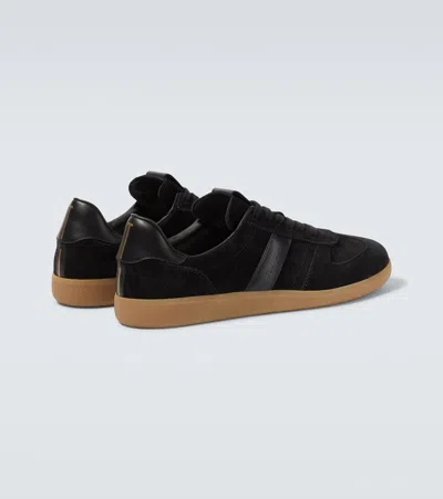 Tom Ford Leather Sneakers With Logo In Black