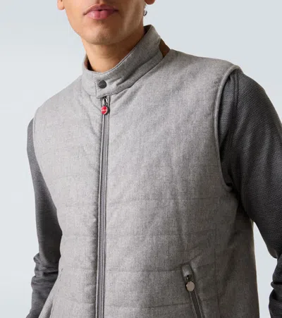 绒面革边饰羊绒混纺背心