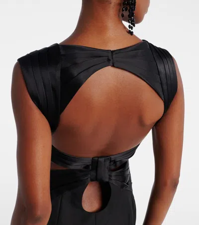 Nina Ricci Satin-panelled Open-back Maxi Dress In Black
